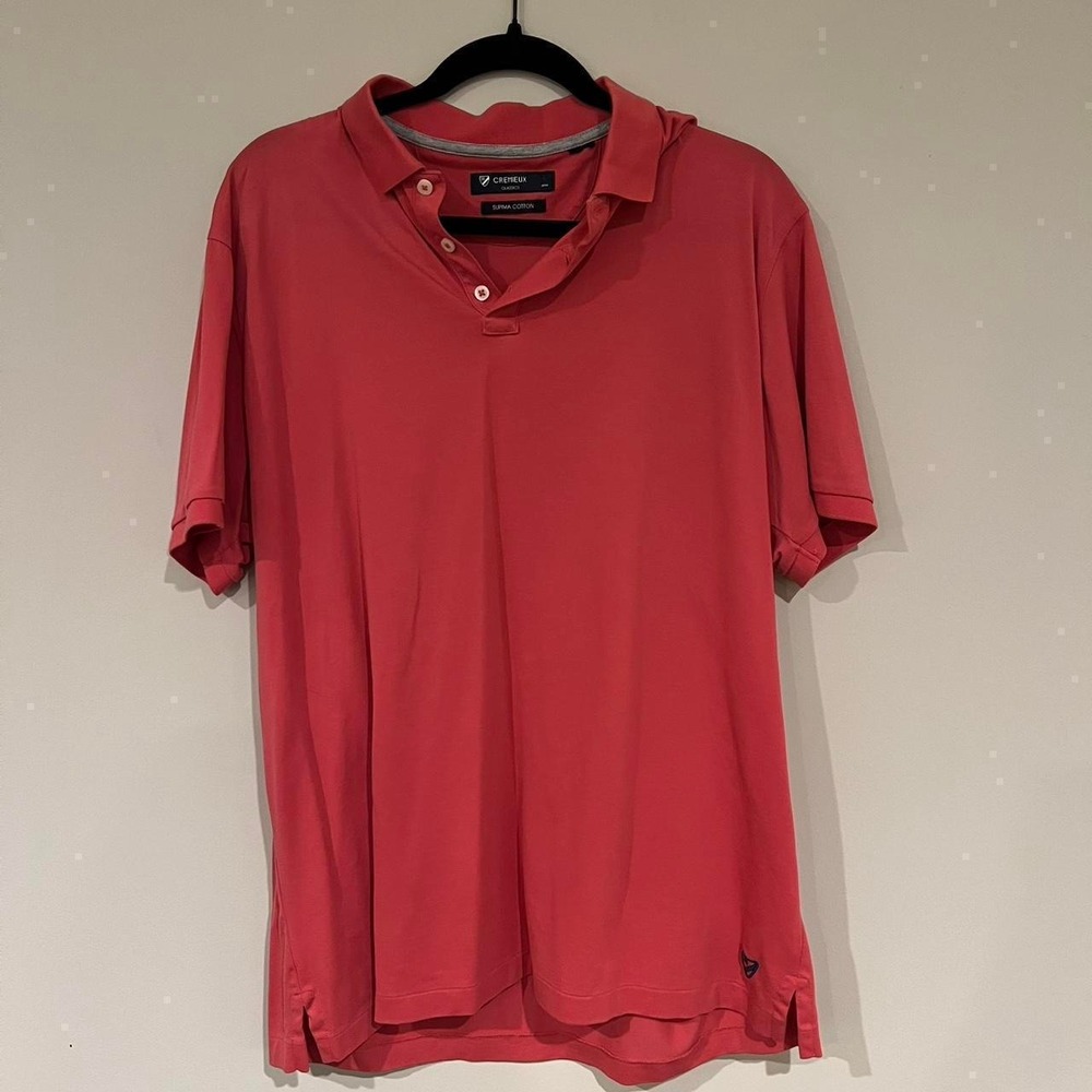 Cremieux Classics‎ Mens Supima Cotton Polo Shirt Coral Size L Short Sleeve